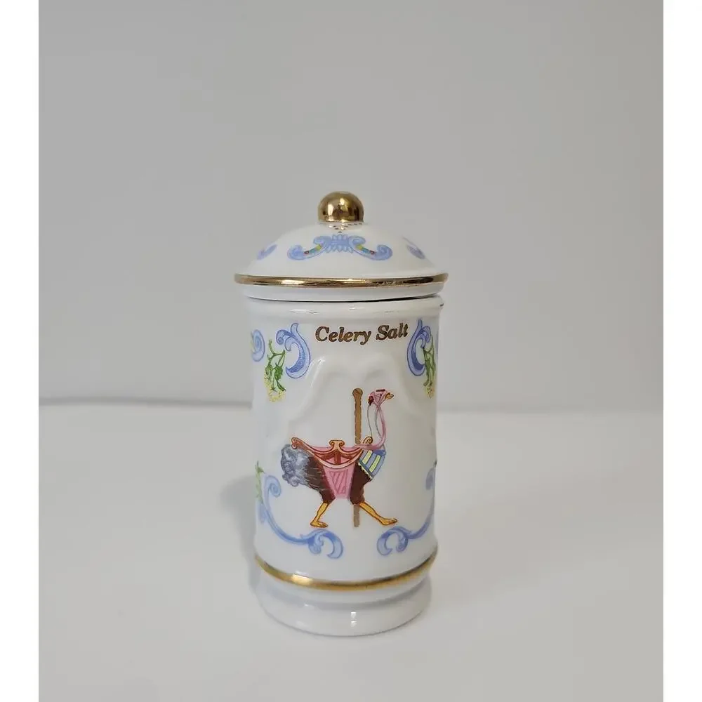 Lenox Spice Carousel Saffron Celery Salt Spice Jars1993 Fine Porcelain FLAWED